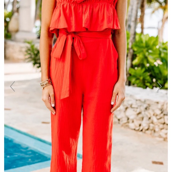 Red Ruffle Jumpsuit - Picture 5 of 8